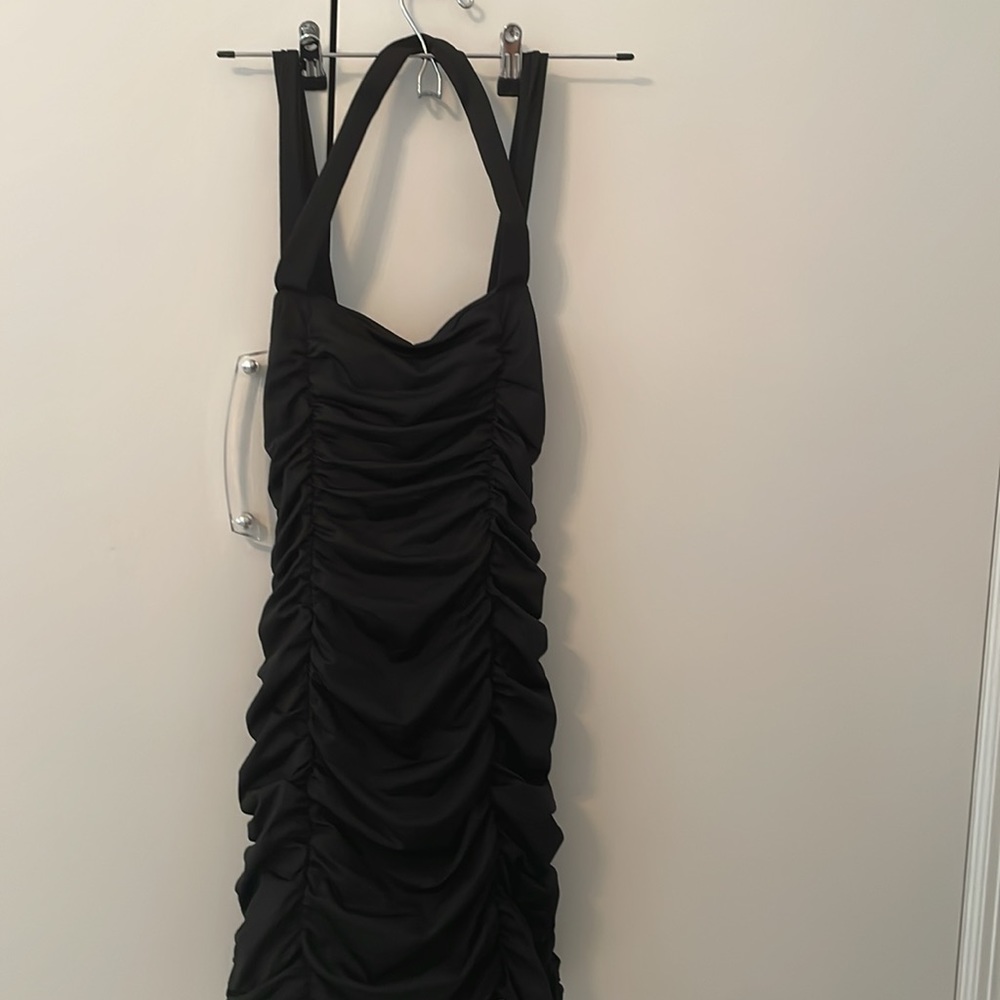 NWT! Black Ruched Bodycon Mini Dress